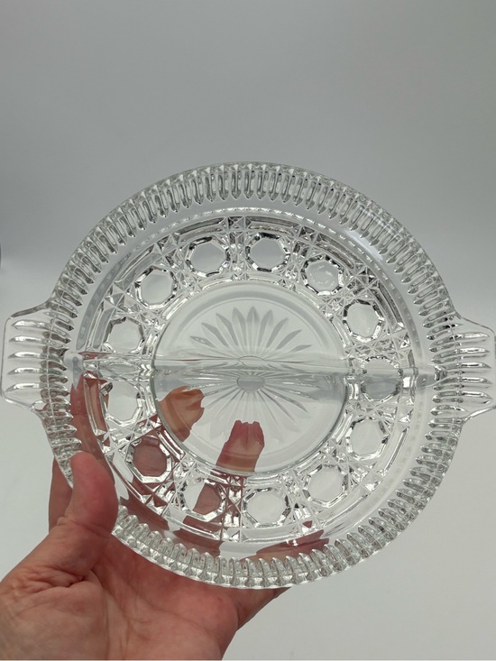 federal glass Other - Vintage Federal Glass Windsor Pattern Divided Serving Bowl with Handle - 2 Forks